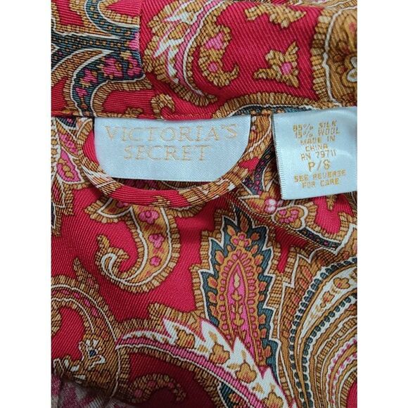 Victoria's Secret Classic 100% Silk/Wool Blend Full-Length Brocade Dressing Gown - Picture 4 of 7